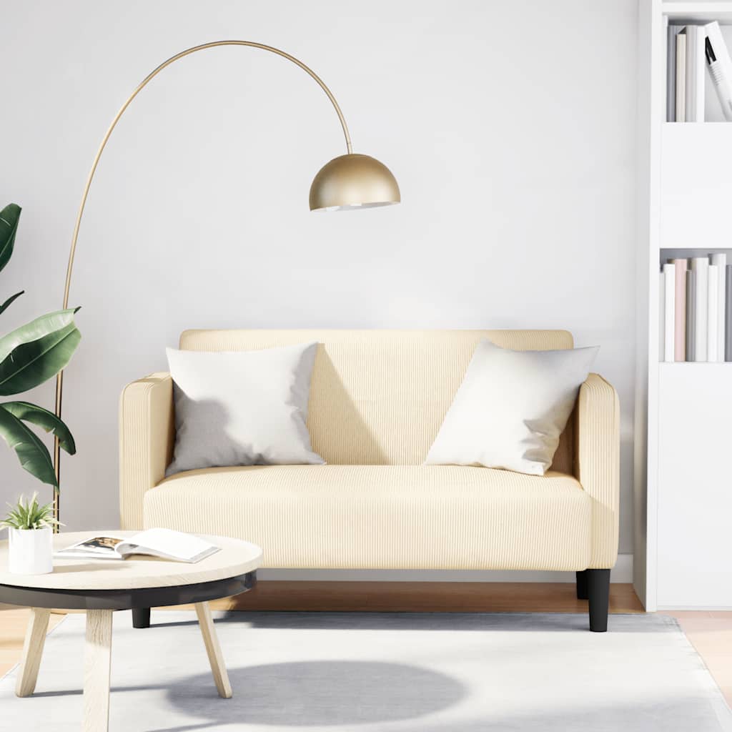 Loveseat bank 109 cm corduroy stof crèmekleurig