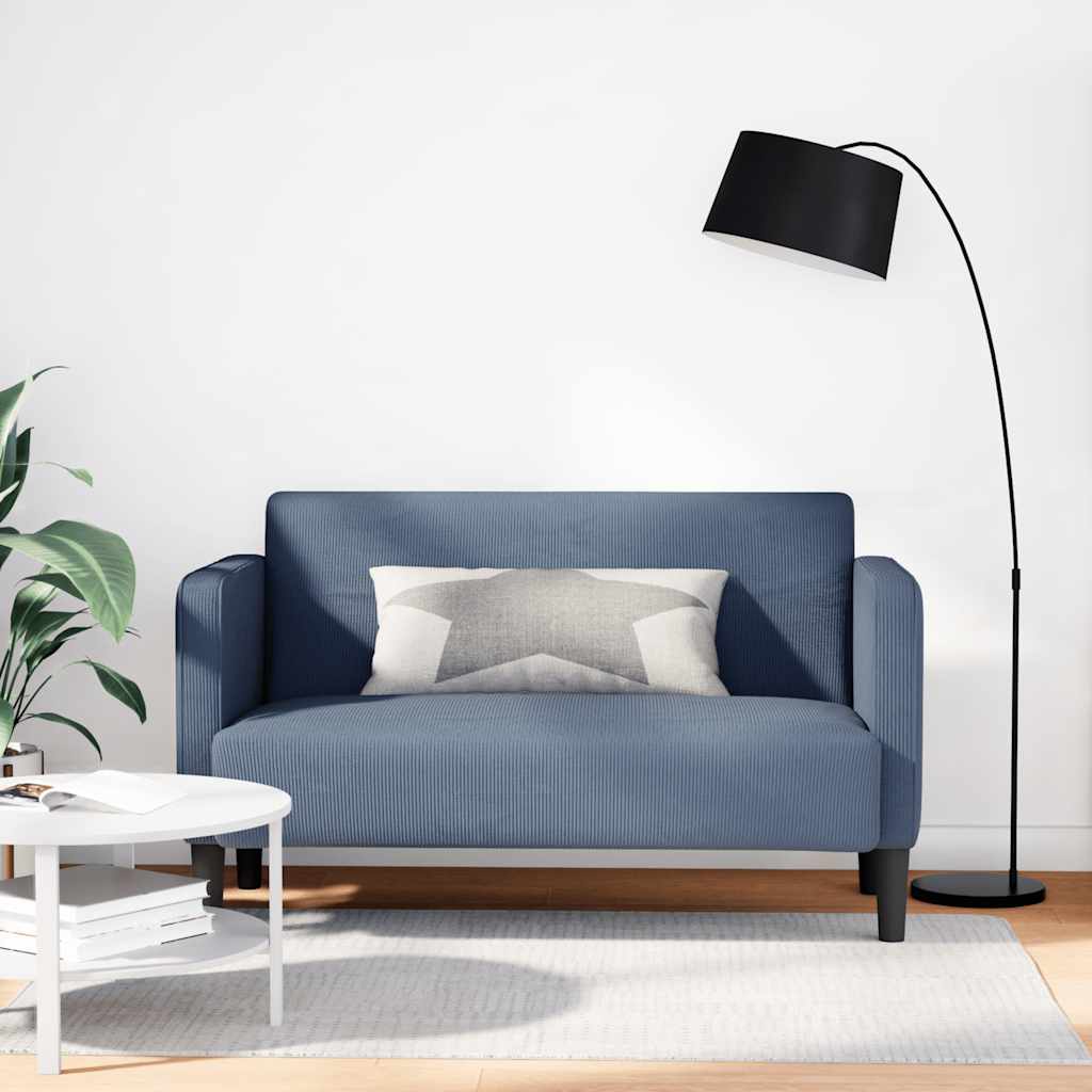 Loveseat bank 109 cm corduroy stof blauw