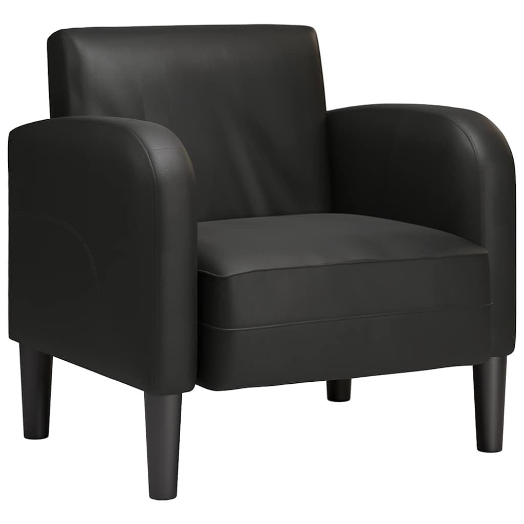 Fauteuil met armleuningen 54 cm kunstleer zwart