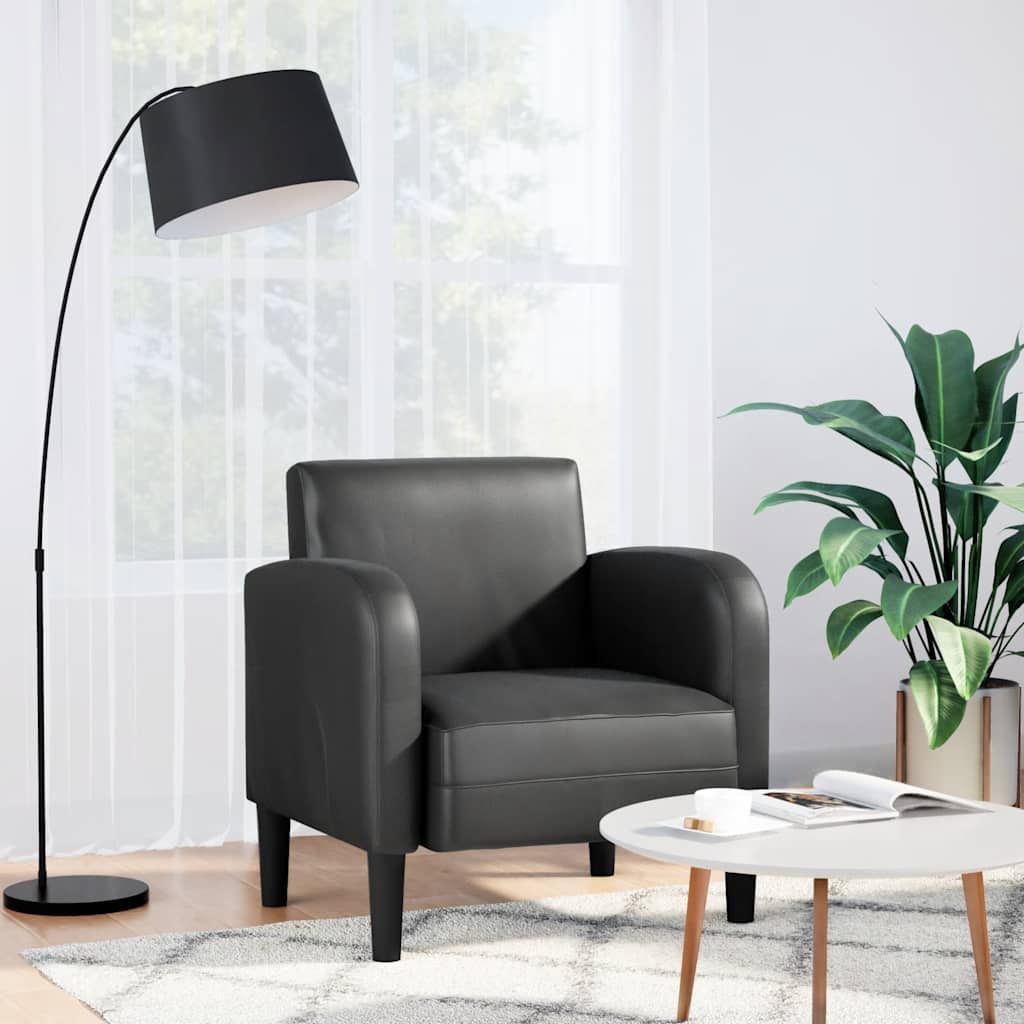 Fauteuil met armleuningen 54 cm kunstleer zwart