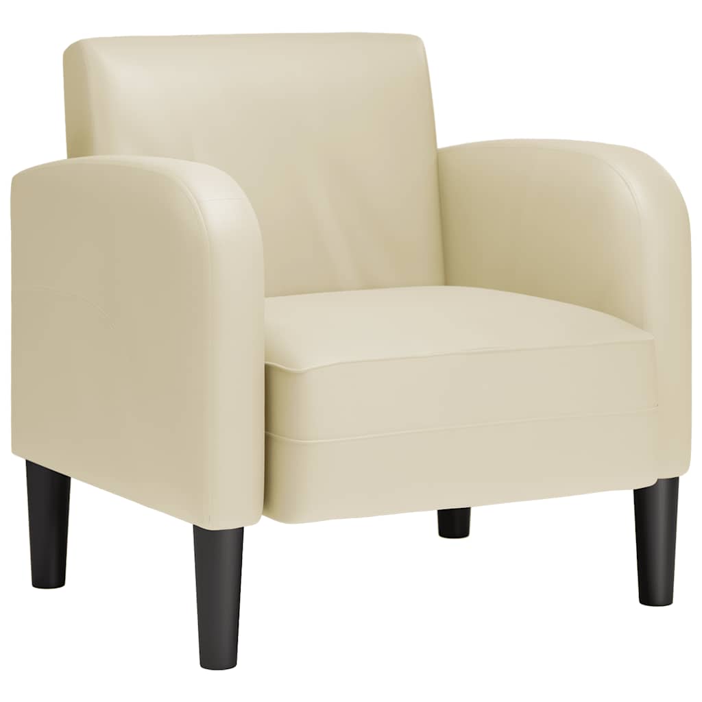Fauteuil met armleuningen 54 cm kunstleer crèmekleurig