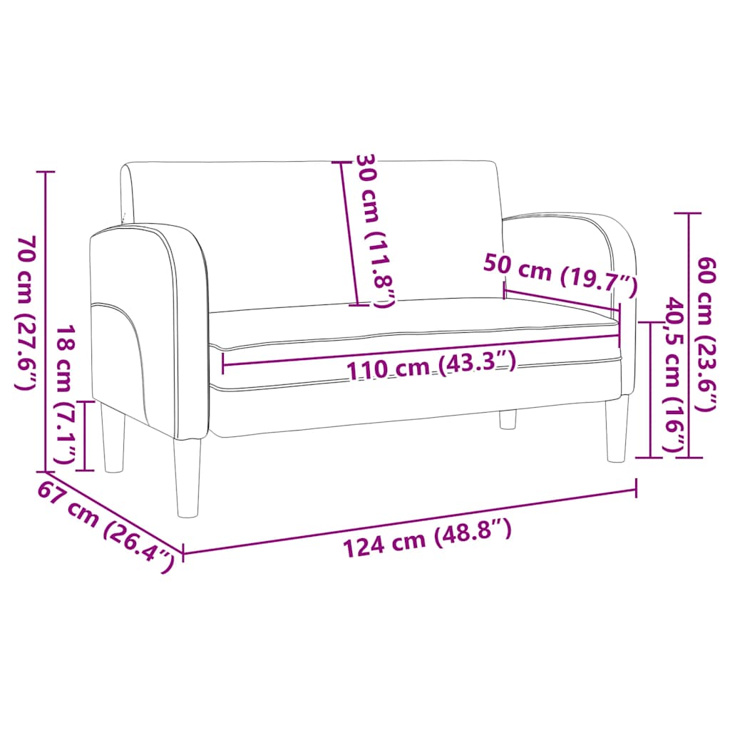 Loveseat bank 110 cm kunstleer zwart