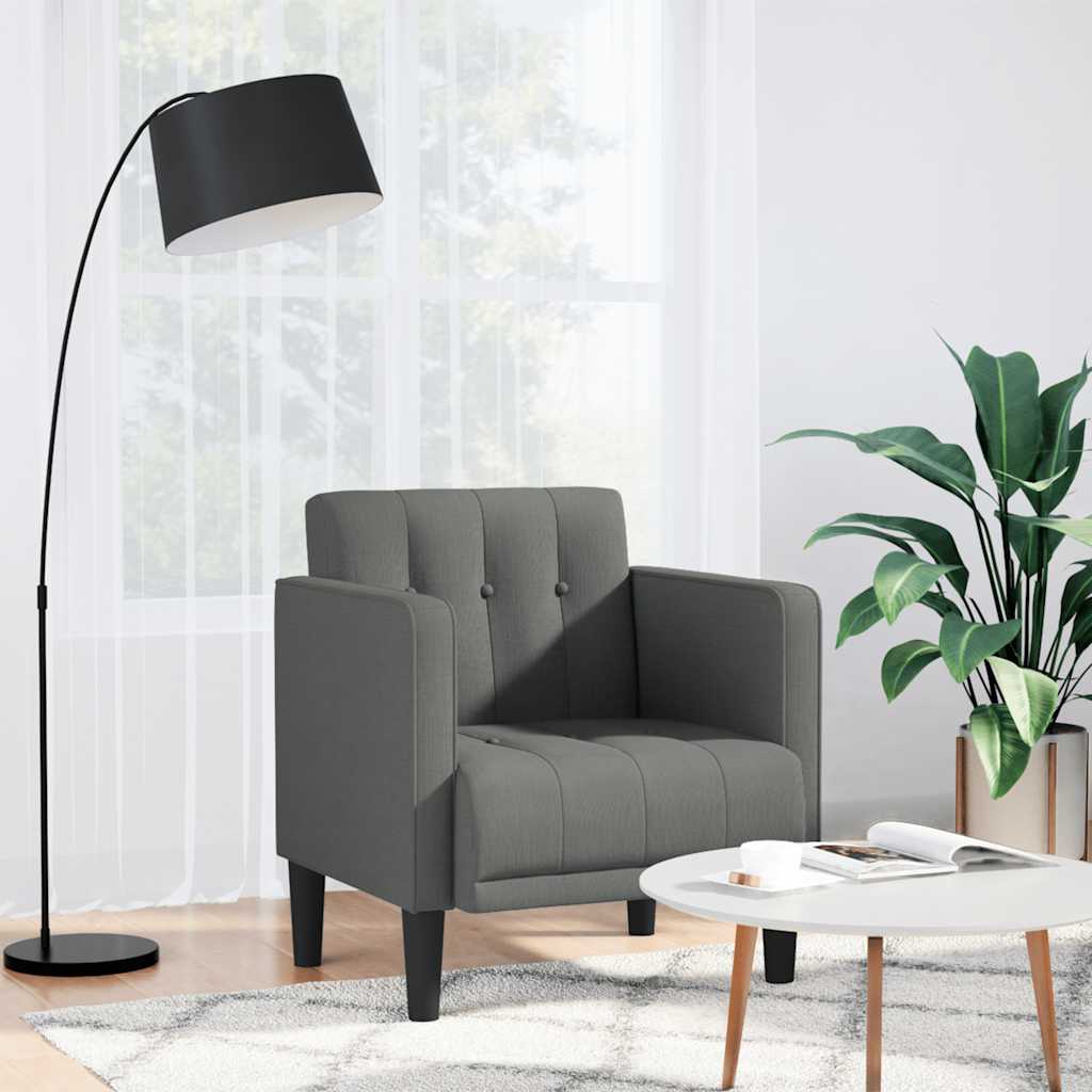 Fauteuil met armleuningen 53 cm stof donkergrijs