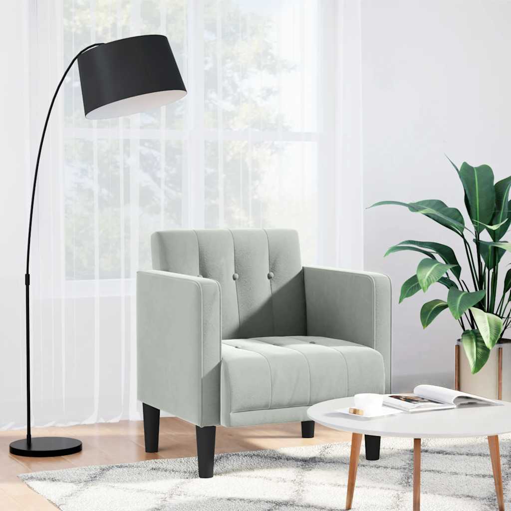 Fauteuil met armleuningen Lichtgrijs 53 cm Fluweel