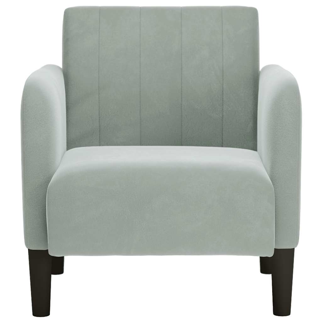 Fauteuil met armleuningen 54 cm fluweel lichtgrijs