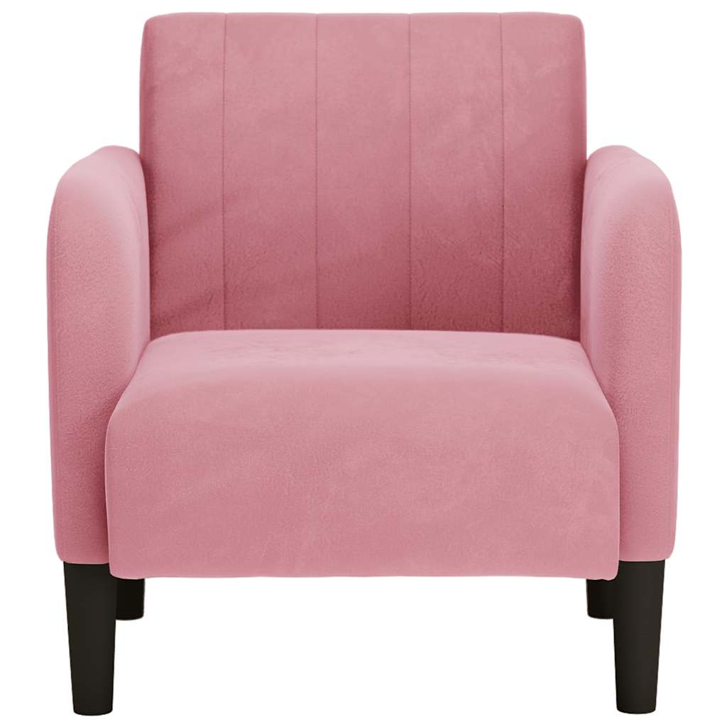 Fauteuil met armleuningen 54 cm fluweel roze