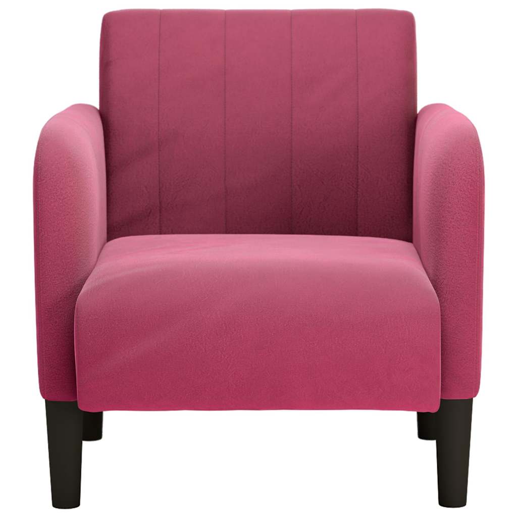 Fauteuil met armleuningen 54 cm fluweelrood wijnrood