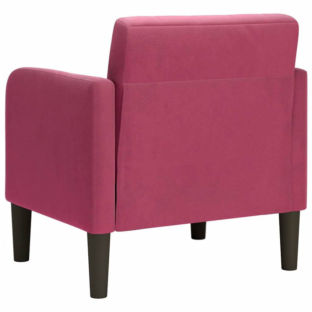 Fauteuil met armleuningen 54 cm fluweelrood wijnrood