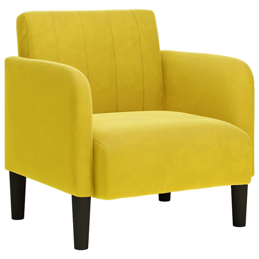 Fauteuil met armleuningen 54 cm fluweel geel