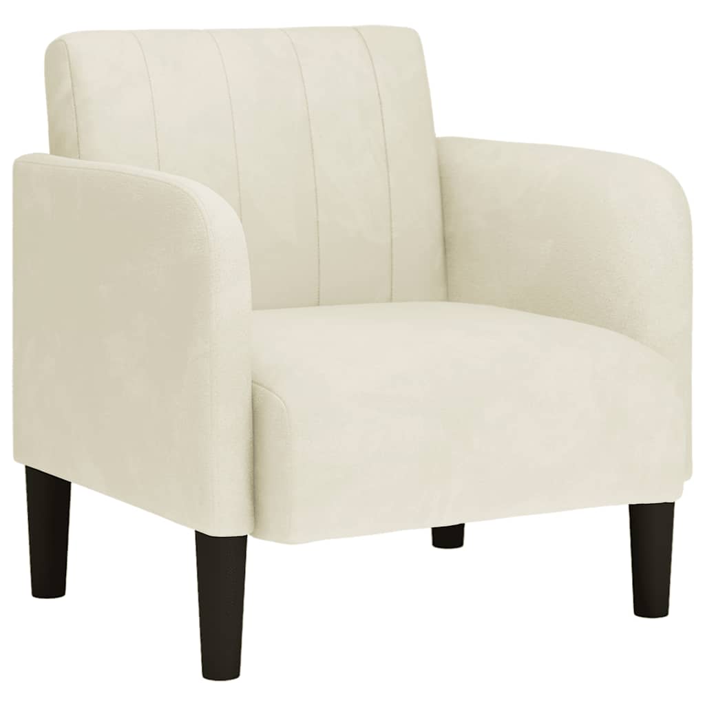 Fauteuil met armleuningen 54 cm fluweel crèmekleurig