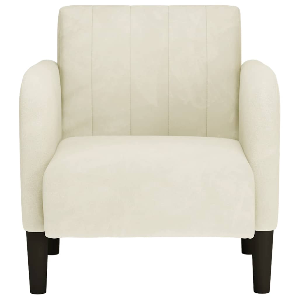 Fauteuil met armleuningen 54 cm fluweel crèmekleurig