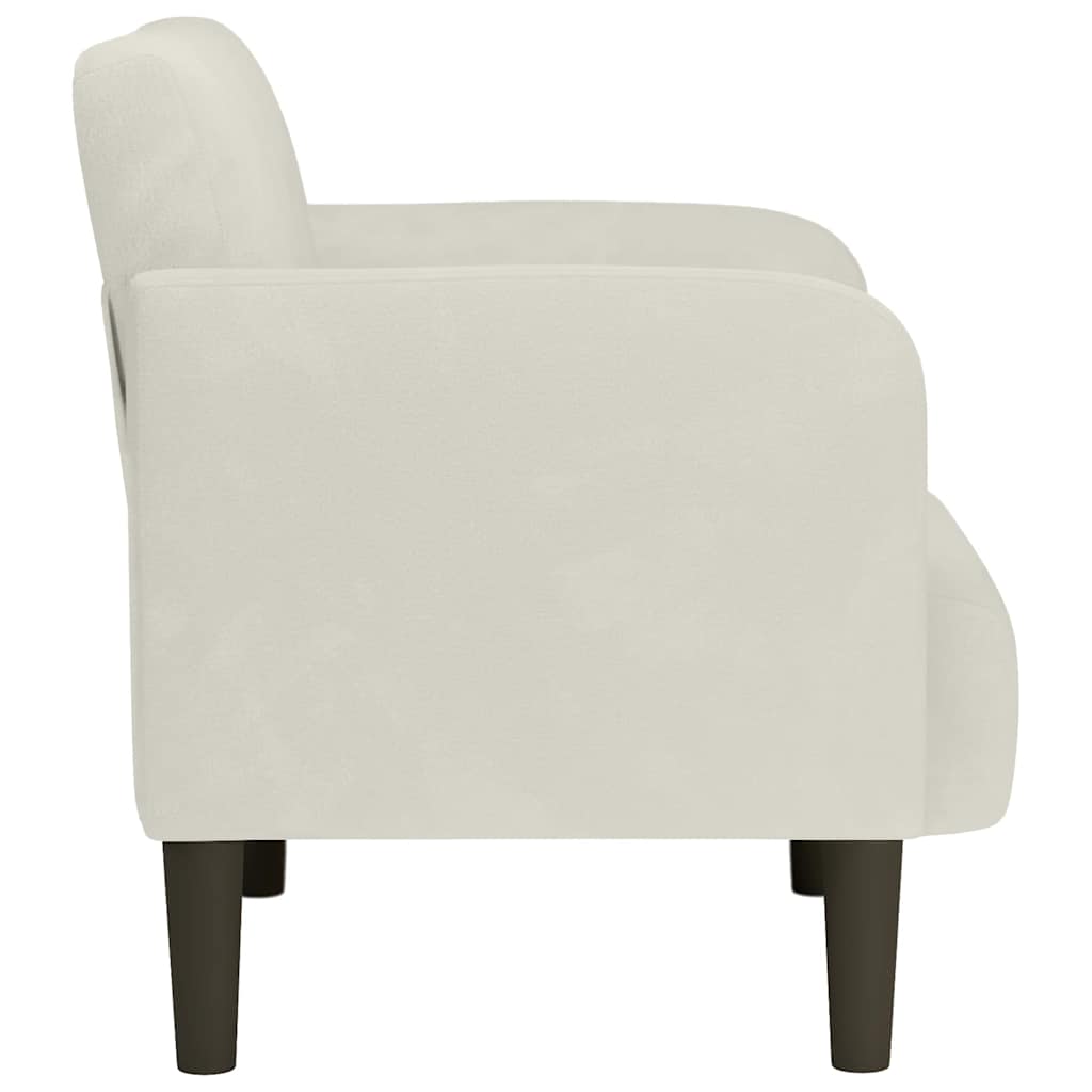 Fauteuil met armleuningen 54 cm fluweel crèmekleurig
