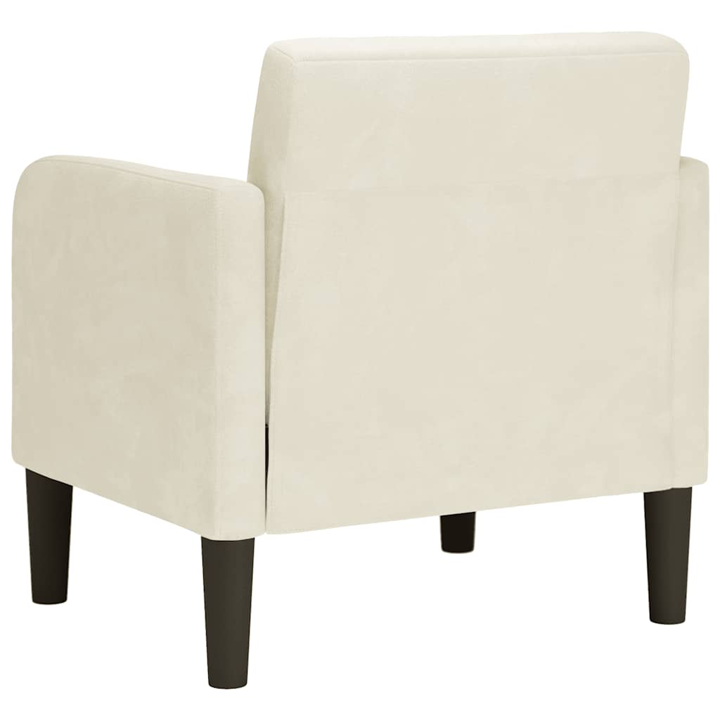Fauteuil met armleuningen 54 cm fluweel crèmekleurig