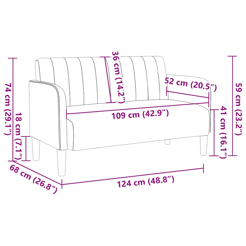 Loveseat bank 109 cm fluweel geel