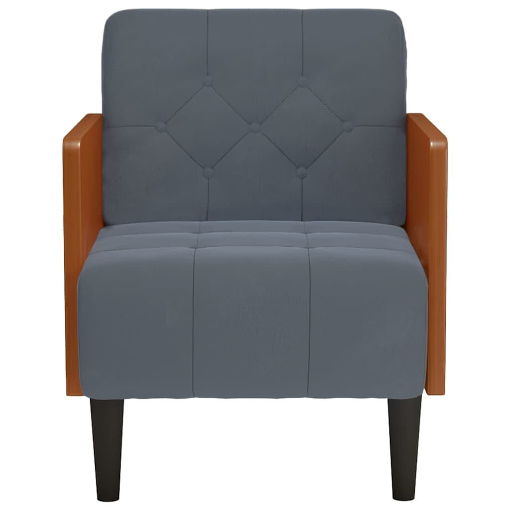 Fauteuil met armleuningen 55 cm fluweel donkergrijs