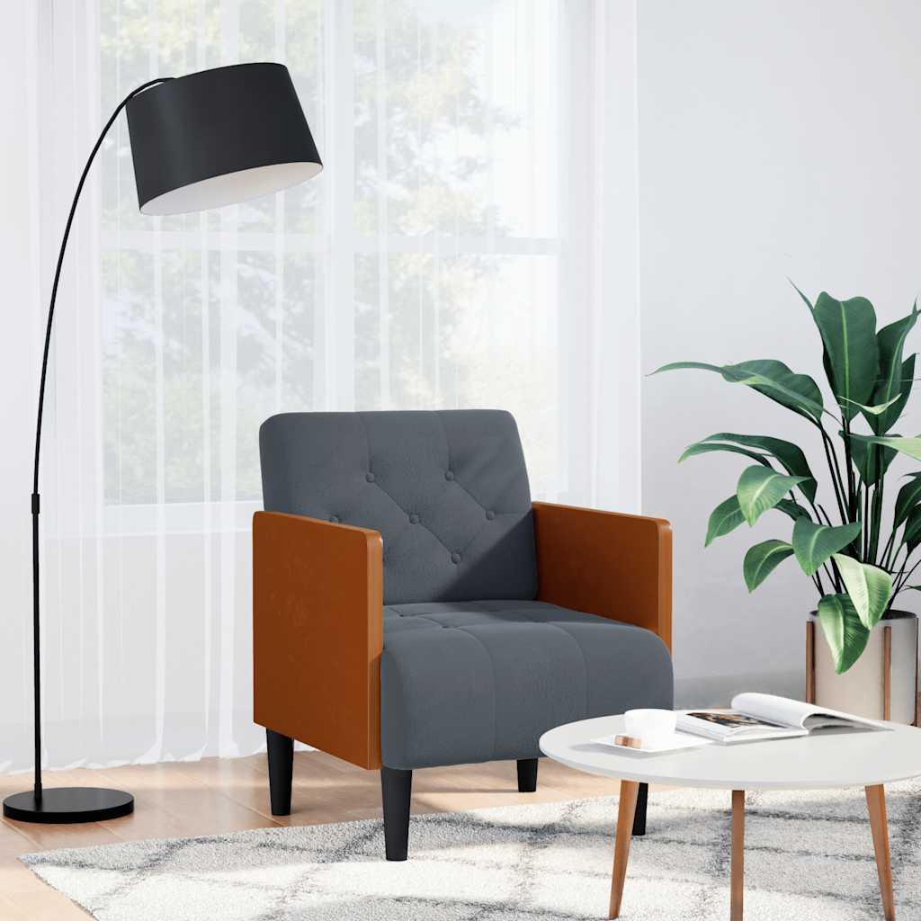 Fauteuil met armleuningen 55 cm fluweel donkergrijs