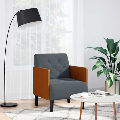 Fauteuil met armleuningen 55 cm fluweel donkergrijs