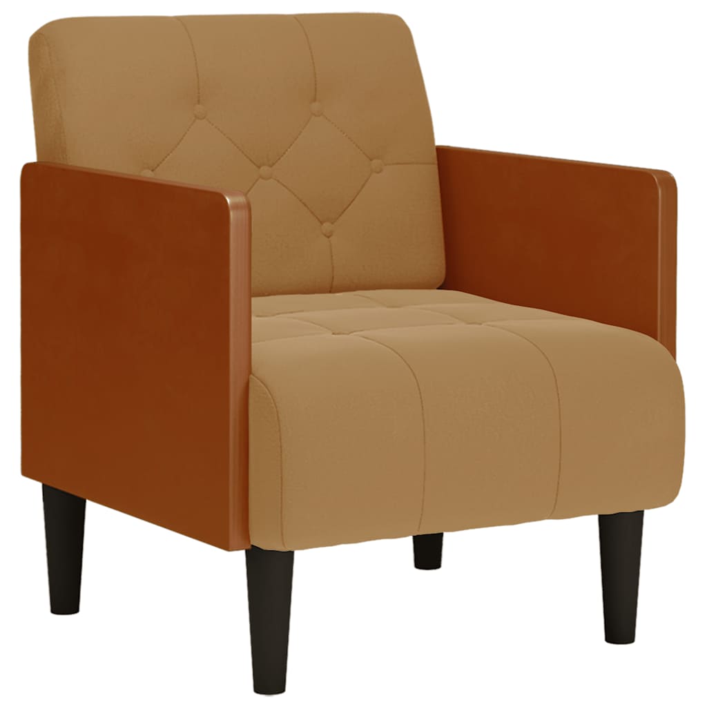 Fauteuil met armleuningen 55 cm fluweel bruin