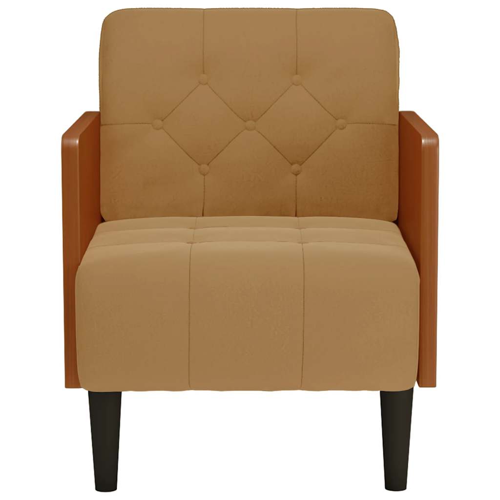 Fauteuil met armleuningen 55 cm fluweel bruin