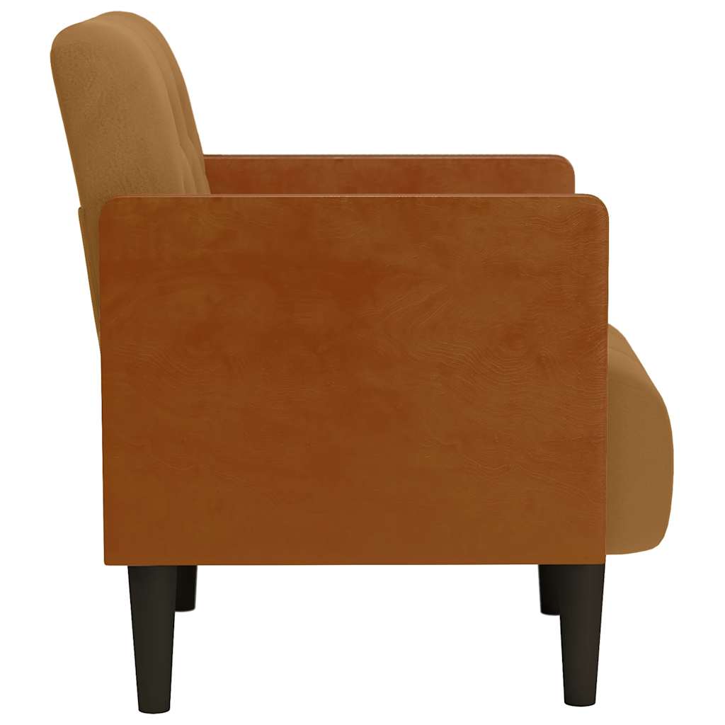 Fauteuil met armleuningen 55 cm fluweel bruin