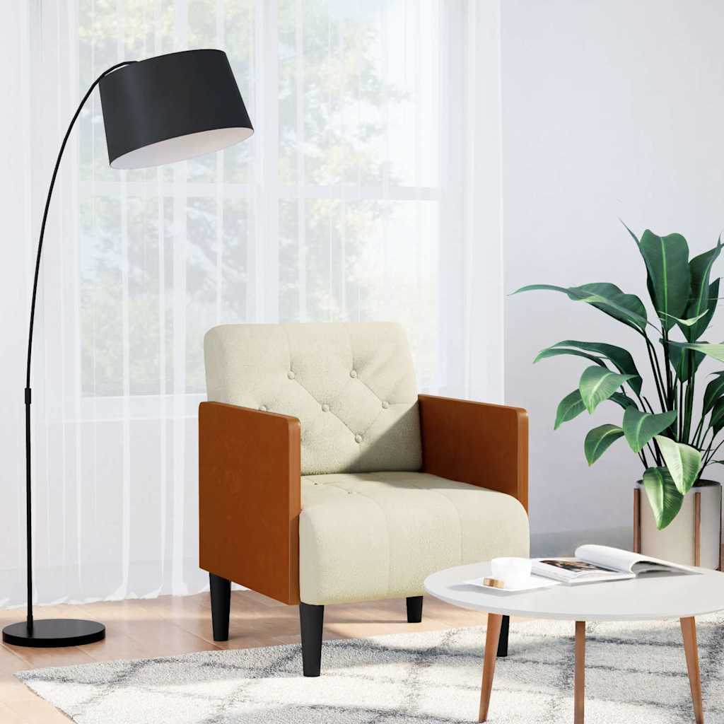 Fauteuil met armleuningen Crème 55 cm Fluweel