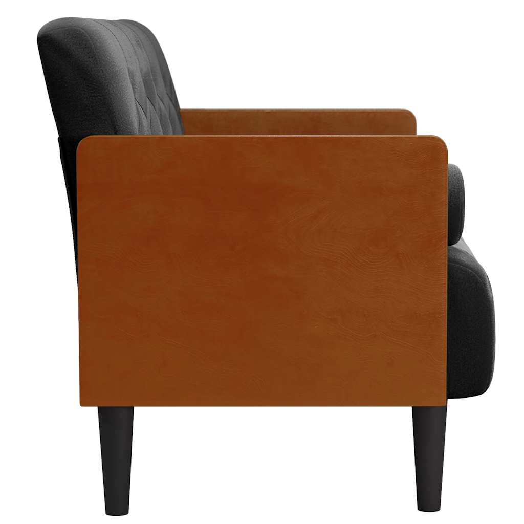 Loveseat bank met bolsters zwart 110 cm fluweel