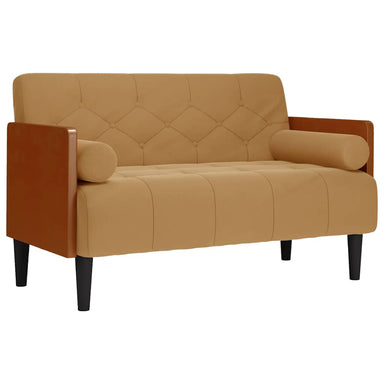 Loveseat bank met bolsters bruin 110 cm fluweel