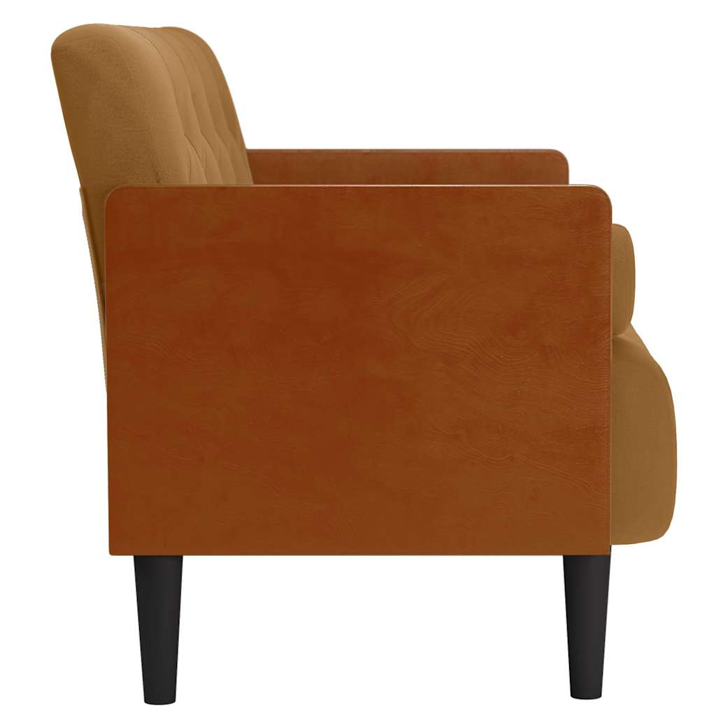 Loveseat bank met bolsters bruin 110 cm fluweel
