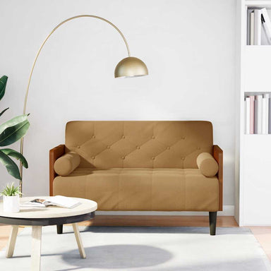 Loveseat bank met bolsters bruin 110 cm fluweel