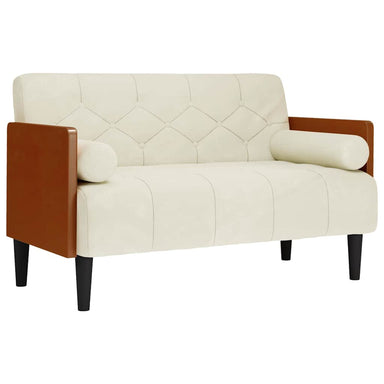 Loveseat bank met bolsters crème 110 cm fluweel