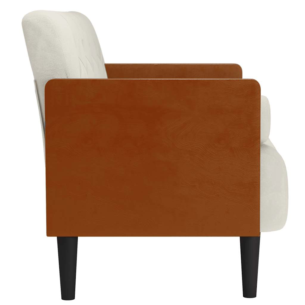 Loveseat bank met bolsters crème 110 cm fluweel