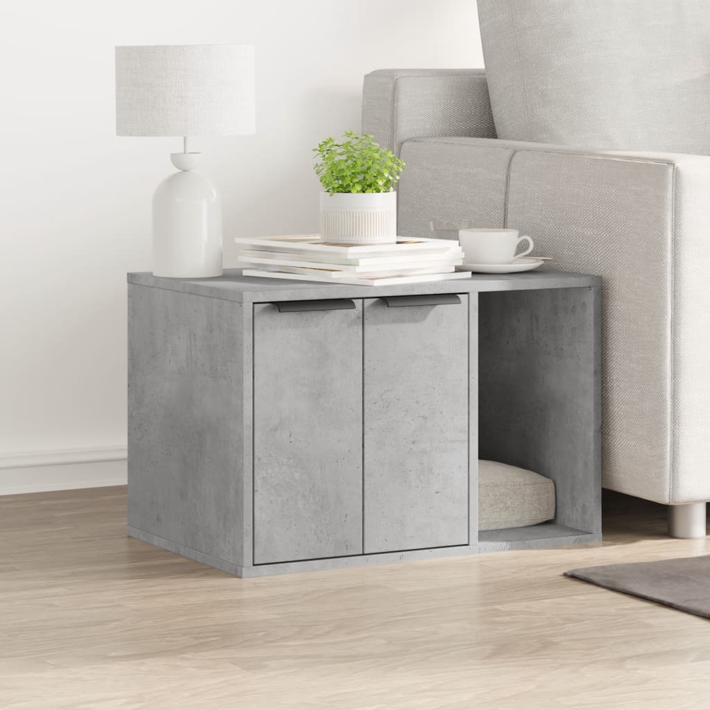 Kattenbakkast 60x40x40 cm bewerkt hout betongrijs