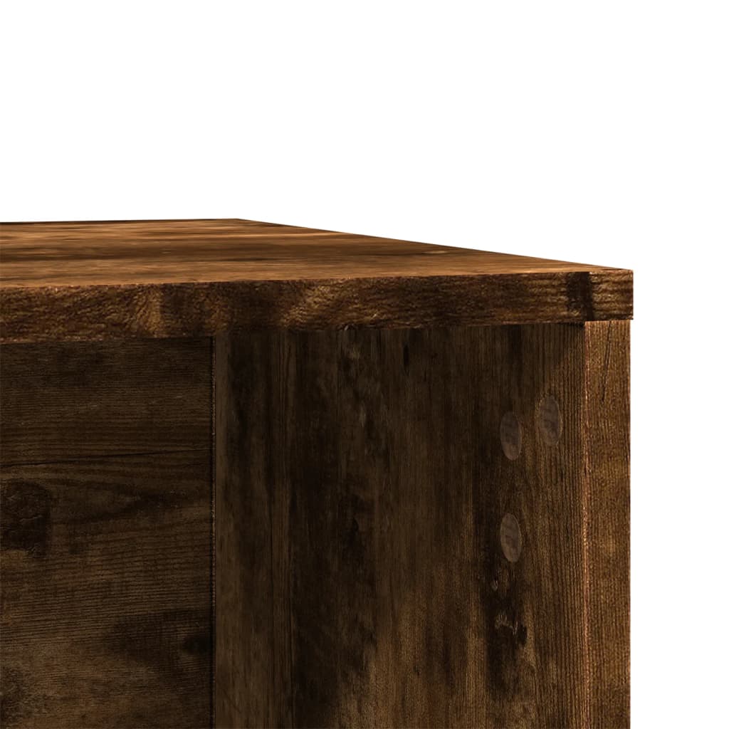 Kattenbakkast 60x40x40 cm bewerkt hout gerookt eikenkleurig