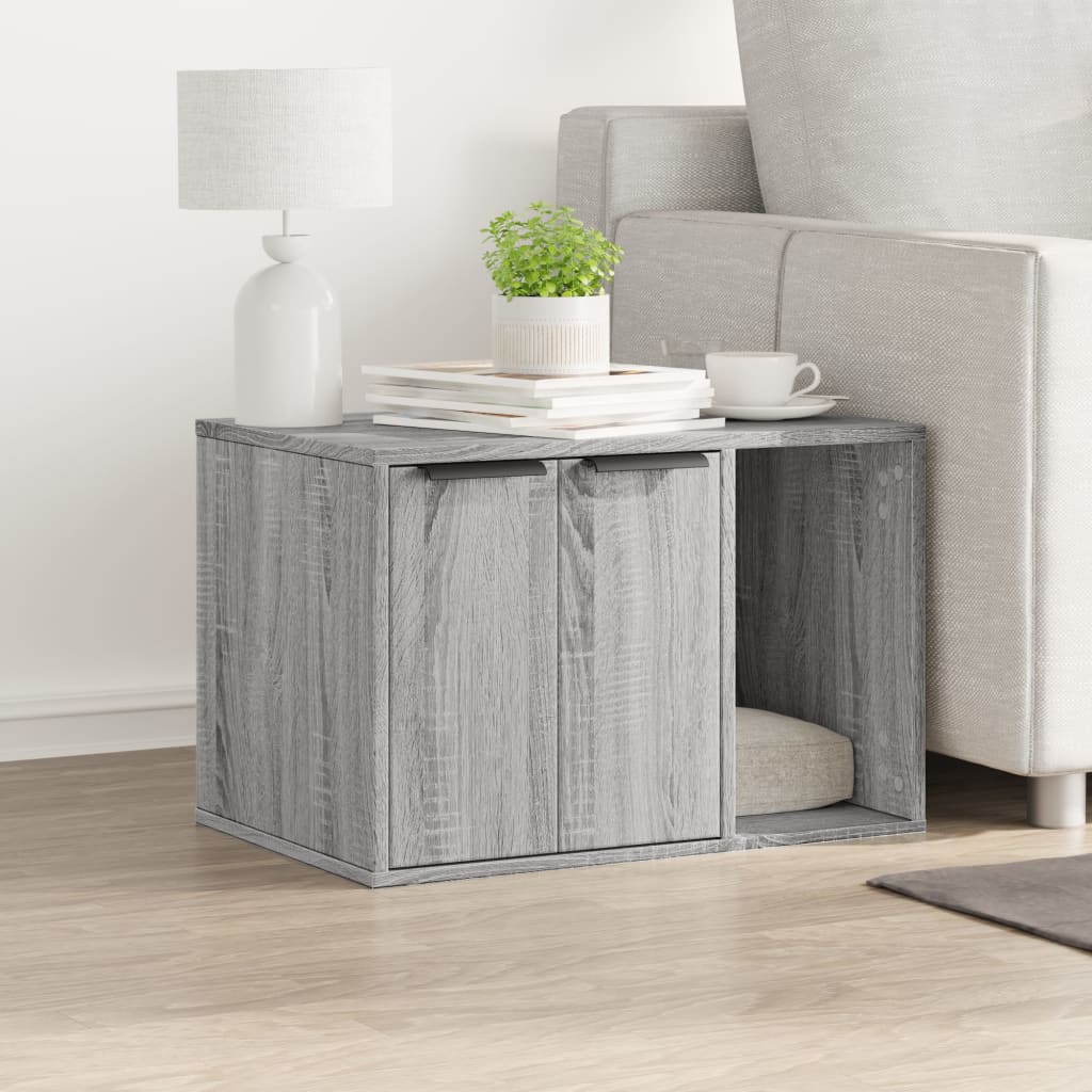 Kattenbakkast 60x40x40 cm bewerkt hout grijs sonoma eikenkleur