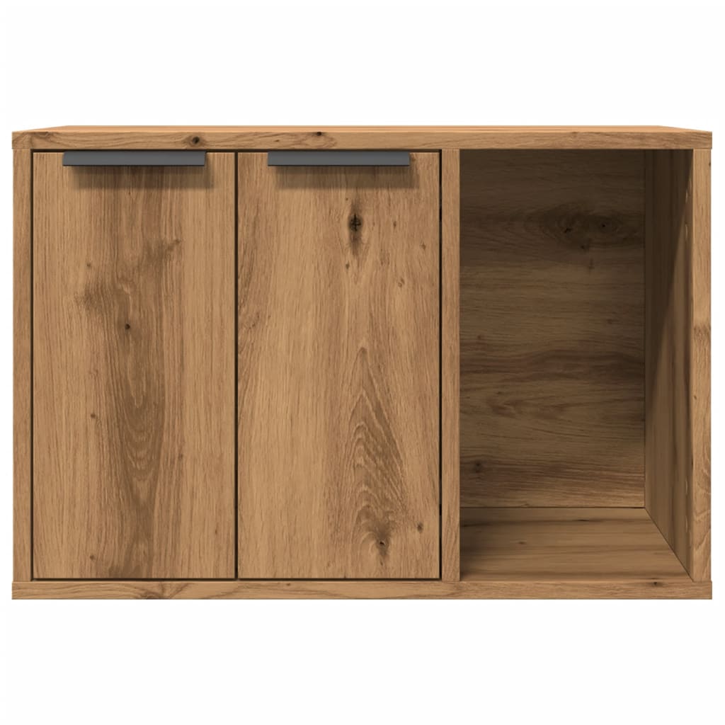 Kattenbakkast 60x40x40 cm bewerkt hout artisanaal eikenkleurig