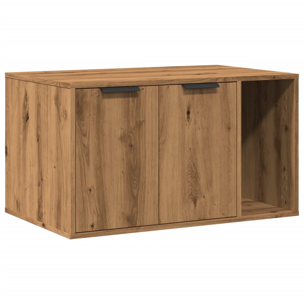 Kattenbakkast 80x50x45 cm bewerkt hout artisanaal eikenkleurig