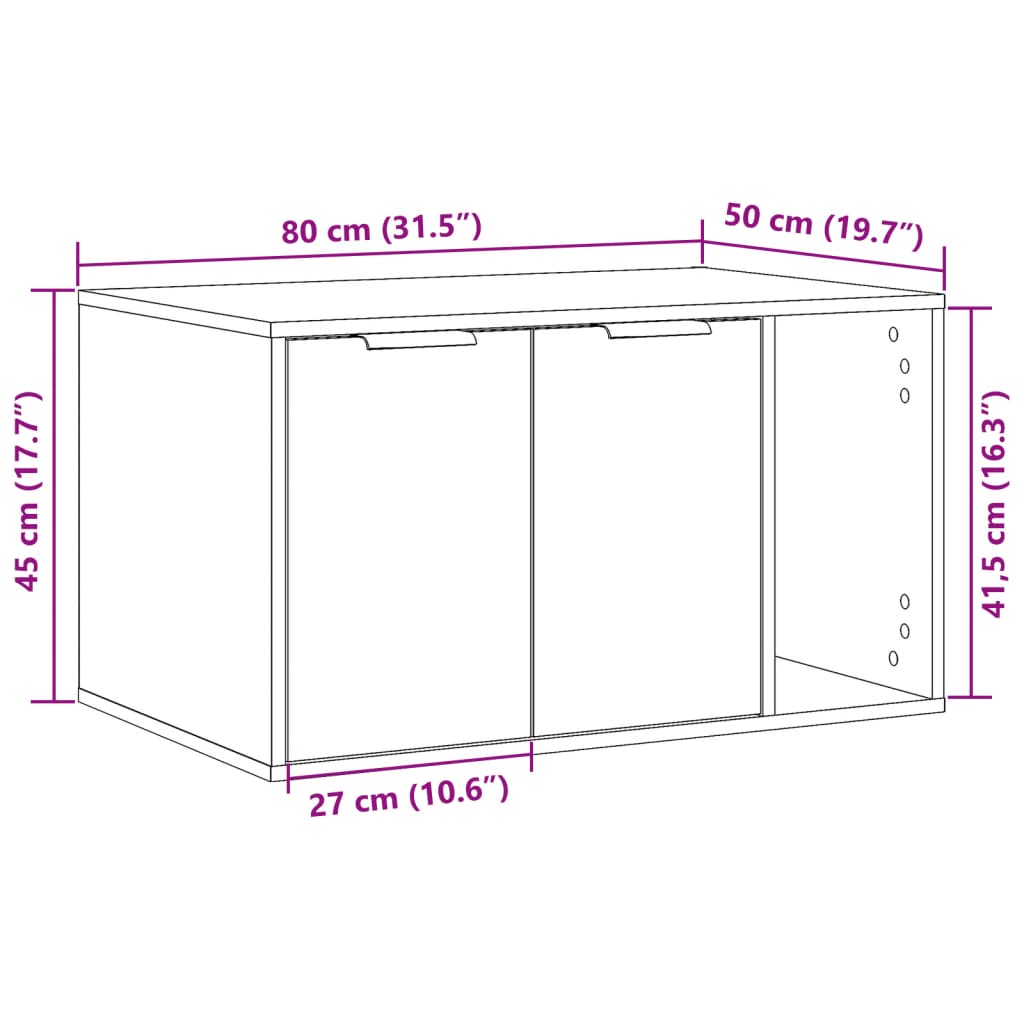 Kattenbakkast 80x50x45 cm bewerkt hout artisanaal eikenkleurig