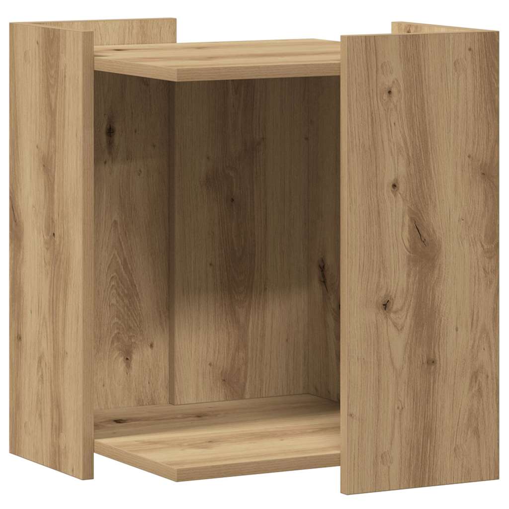 Kattenbakkast 42x42x51 cm bewerkt hout artisanaal eikenkleurig