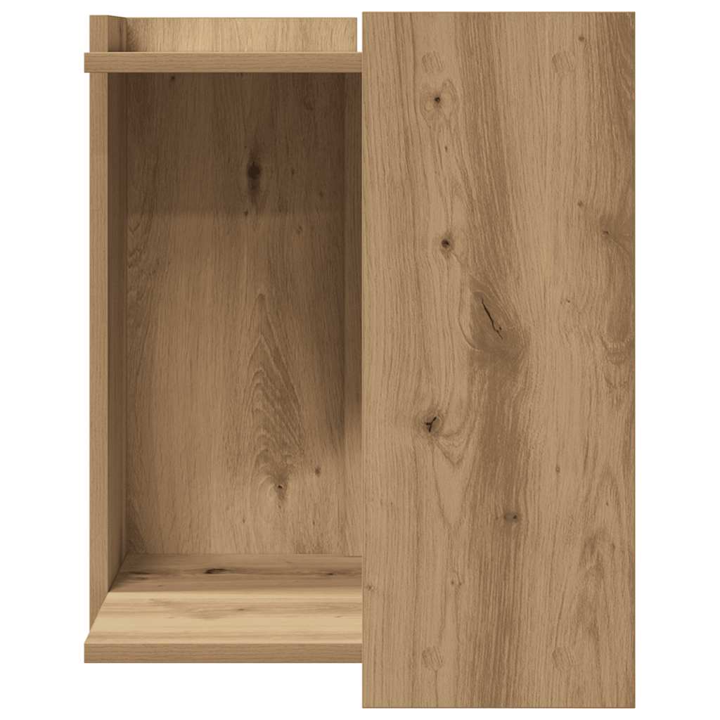 Kattenbakkast 42x42x51 cm bewerkt hout artisanaal eikenkleurig