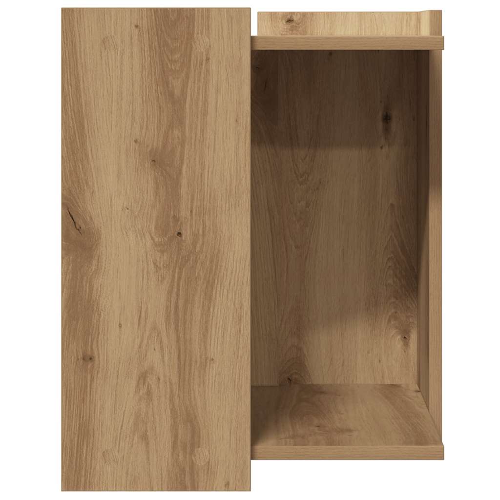 Kattenbakkast 42x42x51 cm bewerkt hout artisanaal eikenkleurig