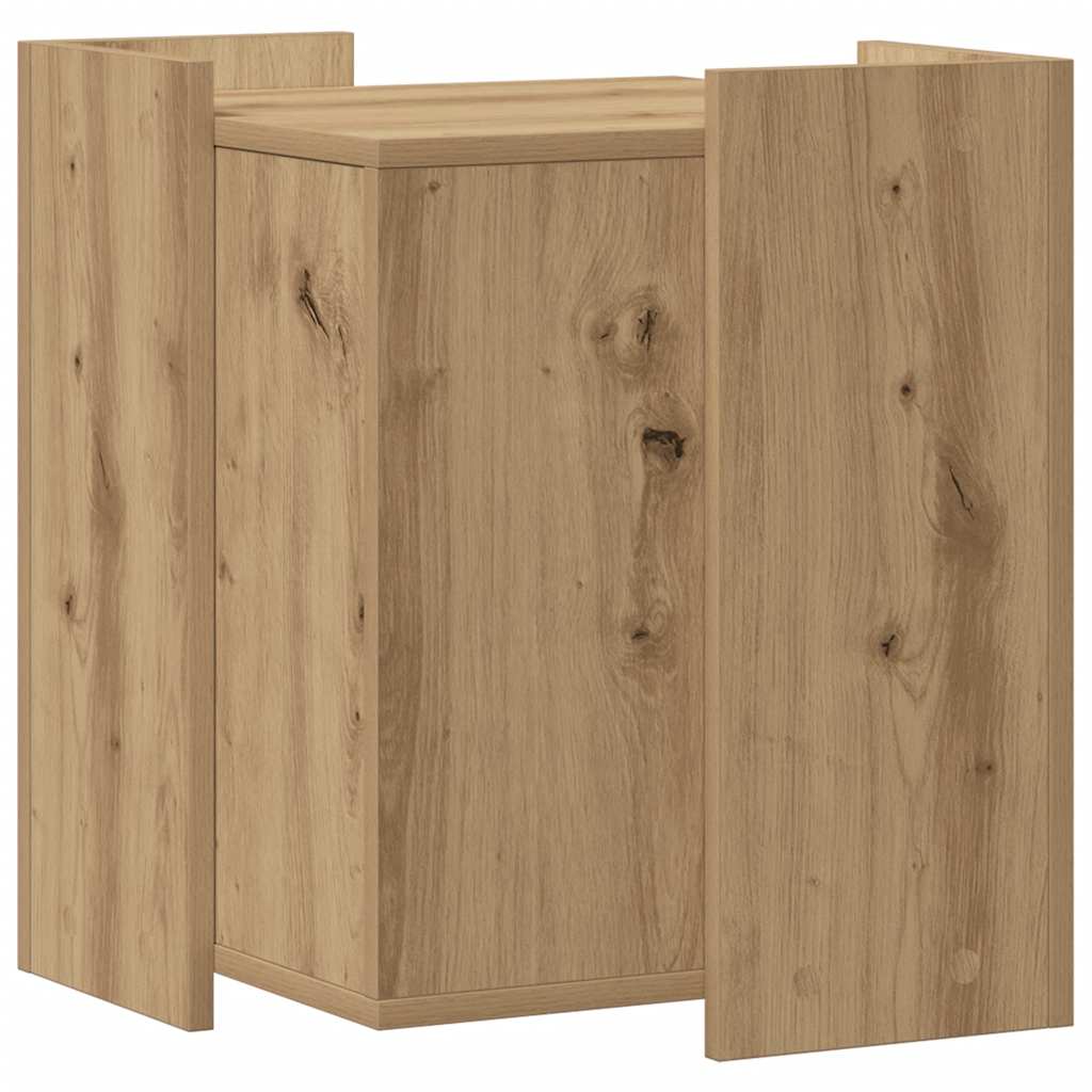 Kattenbakkast 42x42x51 cm bewerkt hout artisanaal eikenkleurig