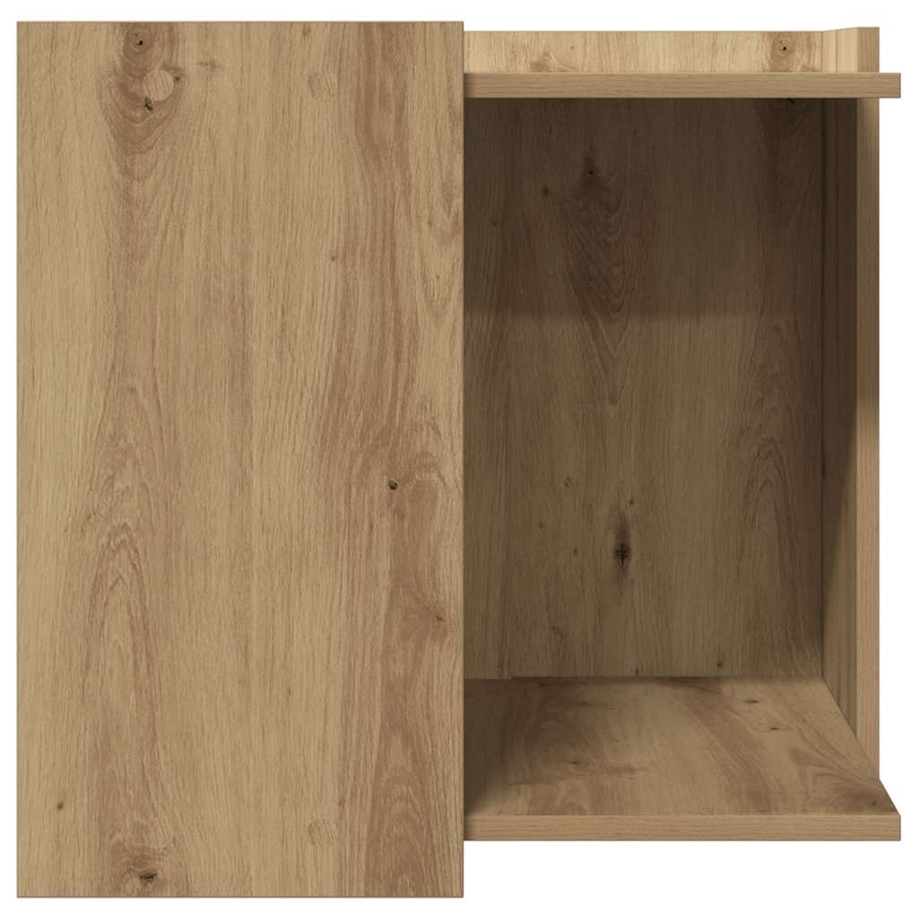 Kattenbakkast 53x53x51 cm bewerkt hout artisanaal eikenkleurig