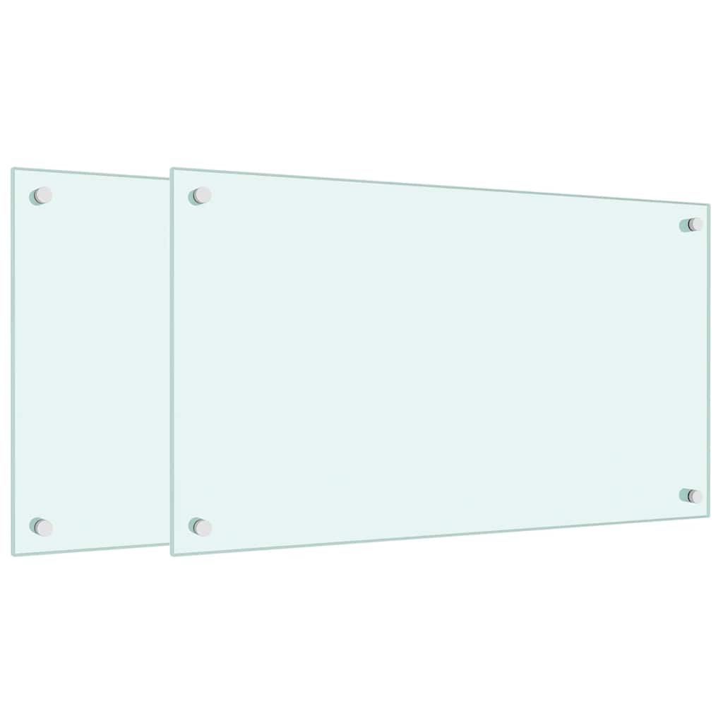 Spatschermen keuken 2 st 70x40 cm gehard glas wit