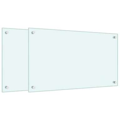 Spatschermen keuken 2 st 70x40 cm gehard glas wit