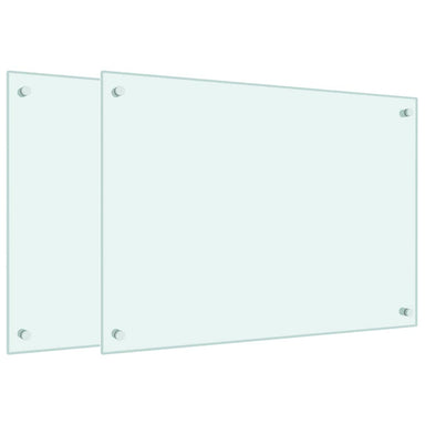 Spatschermen keuken 2 st 70x50 cm gehard glas wit