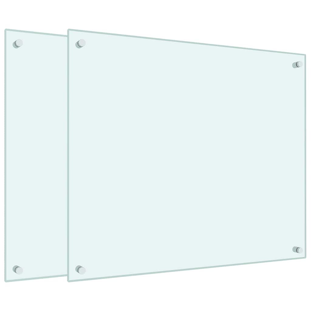 Spatschermen keuken 2 st 70x60 cm gehard glas wit