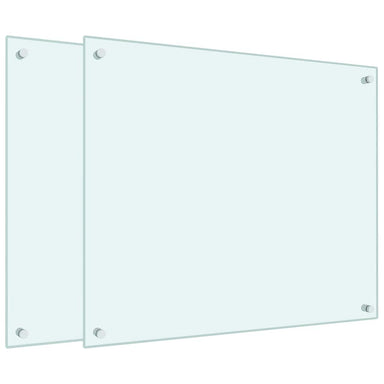Spatschermen keuken 2 st 70x60 cm gehard glas wit