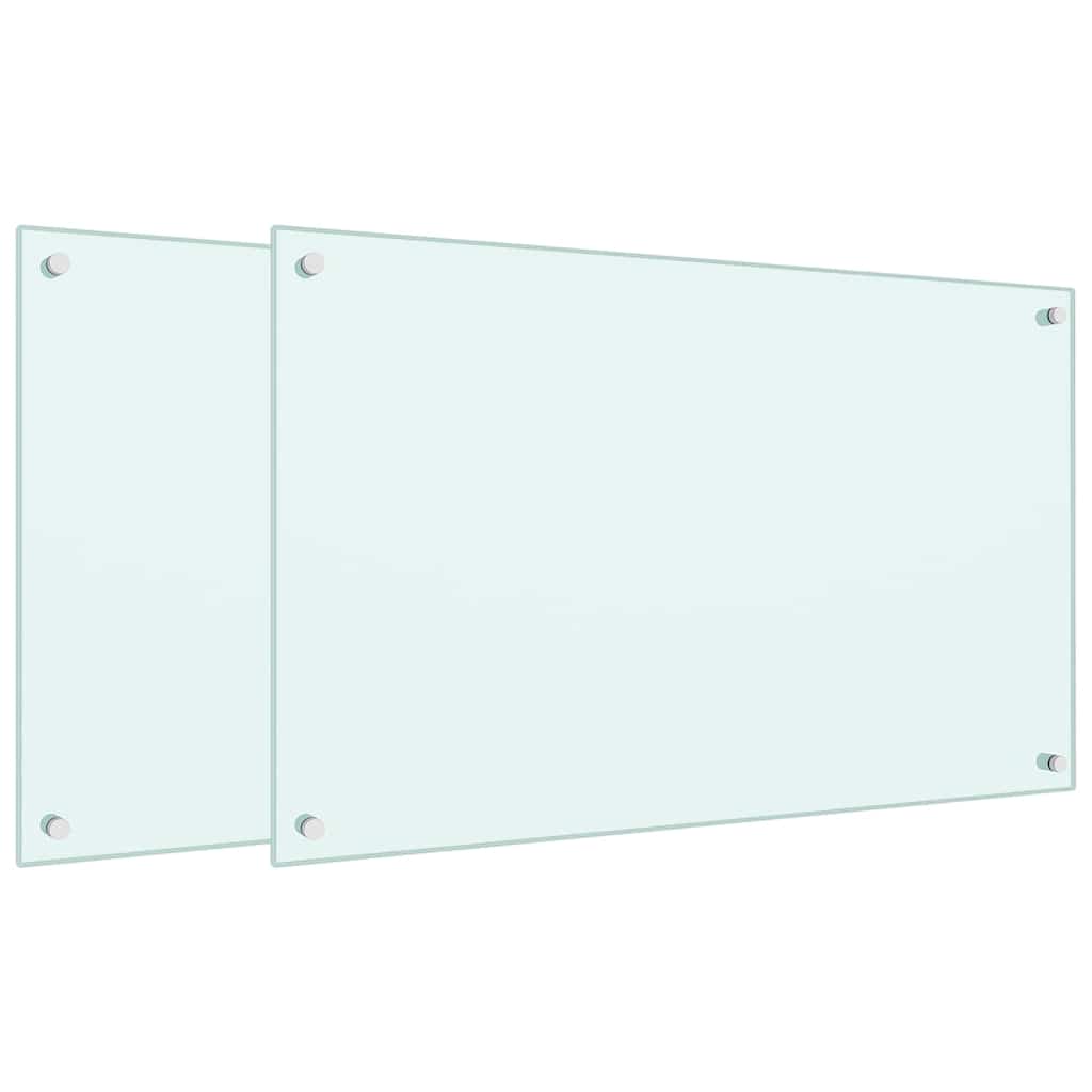 Spatschermen keuken 2 st 80x50 cm gehard glas wit