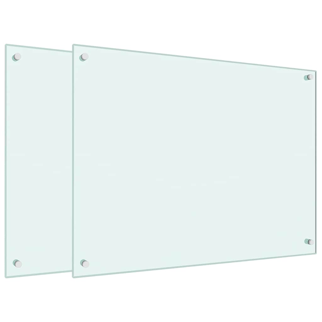 Spatschermen keuken 2 st 80x60 cm gehard glas wit
