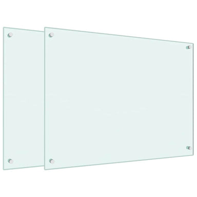 Spatschermen keuken 2 st 80x60 cm gehard glas wit
